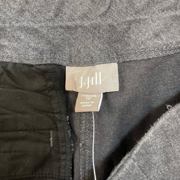 J. Jill Cotton Cargo Trouser Pants NEW NWT Stretch Size 12 Charcoal Gray Utility - Picture 6 of 10